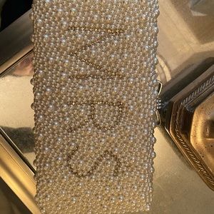 White and silver pearl Mrs. purse/clutch